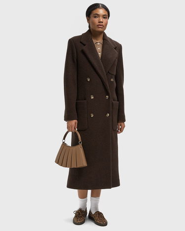 Kabáty Lacoste Double-Breasted Bouclé Coat Hnedá | BF5306-SKB, 1