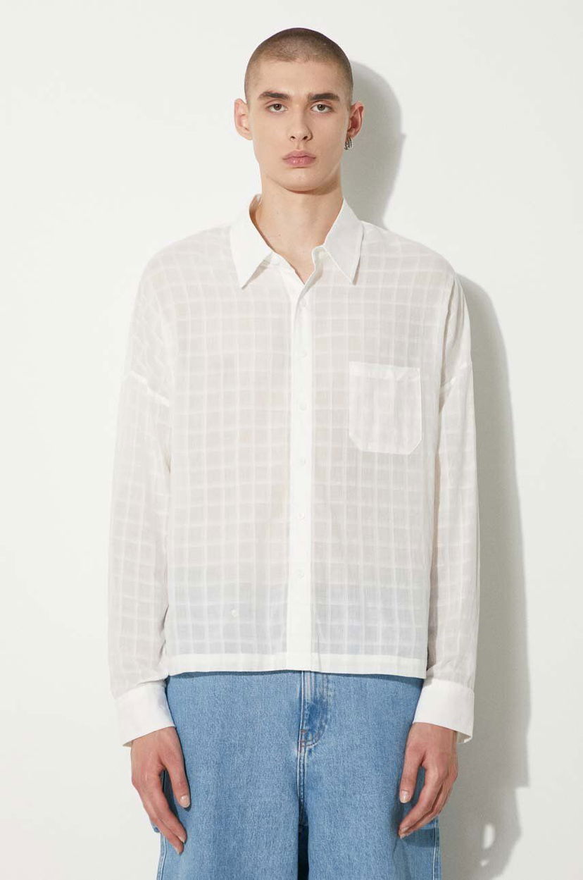 Košeľa Stampd STAMPD Cropped Oversized Buttondown Shirt Biela | SLA.M3320BD.WHT
