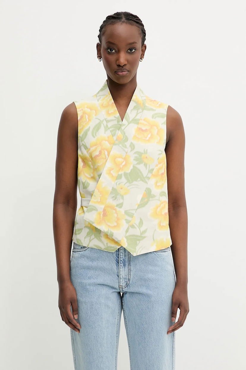 Vesta KENZO Kenzo Floral Print Wrap Vest Žltá | FF52GI0099O1.01