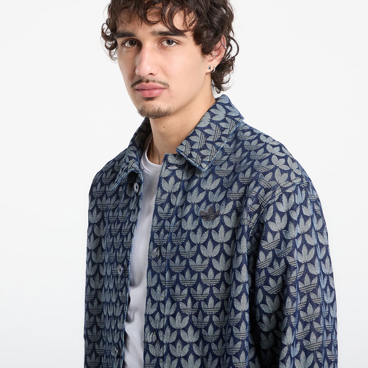 Košeľa adidas Performance Denim Monogram Shirt Jacket Modrá | KD0397, 1