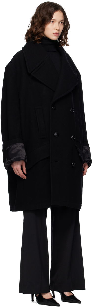 Kabáty Maison Margiela MM6 Maison Margiela Wool Felt Double-Breasted Coat Čierna | S52AA0195 M35469, 1