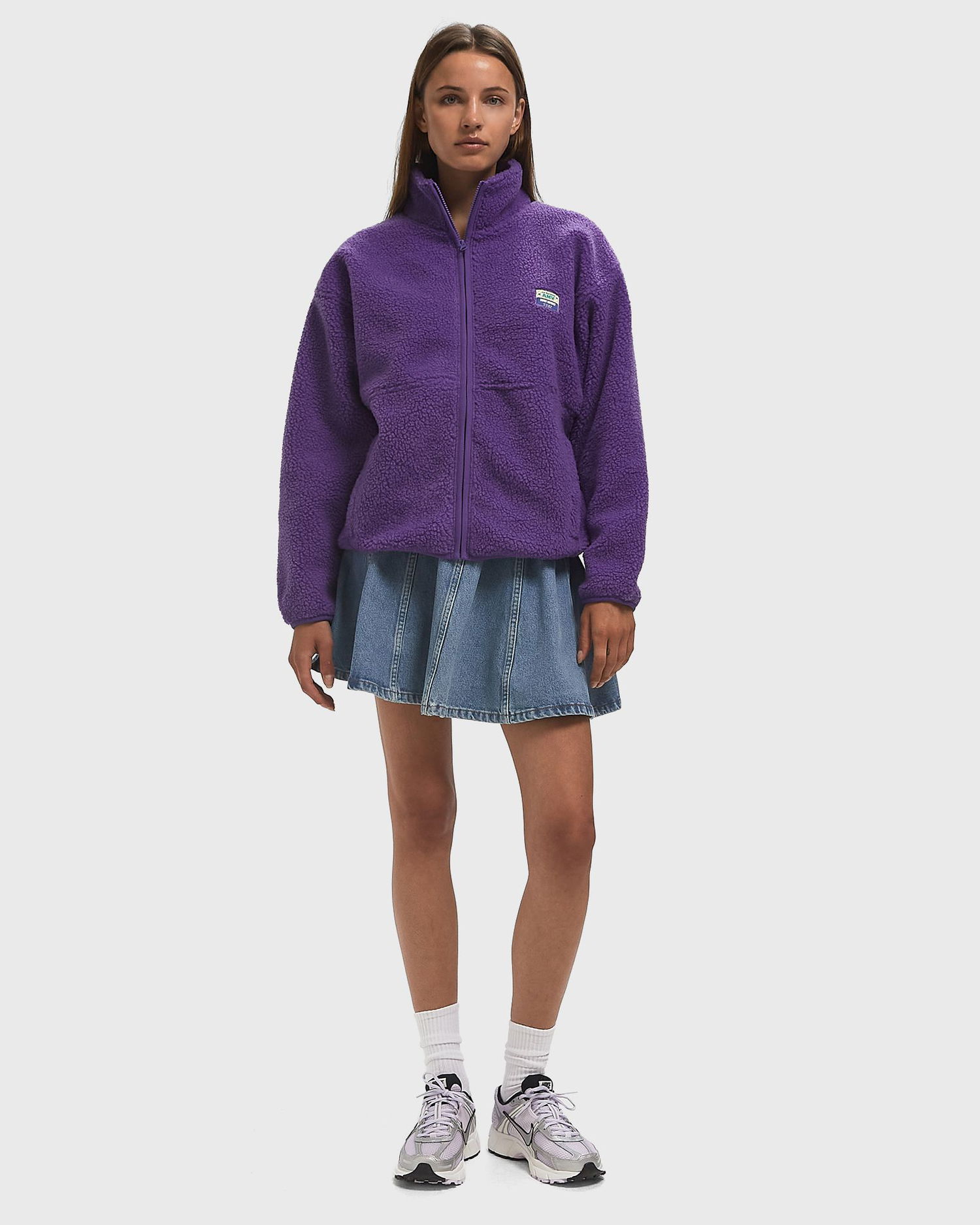 Bunda American Vintage Hoktown Fleece Jacket Fialová | HOK16CH25-PURPLE, 1