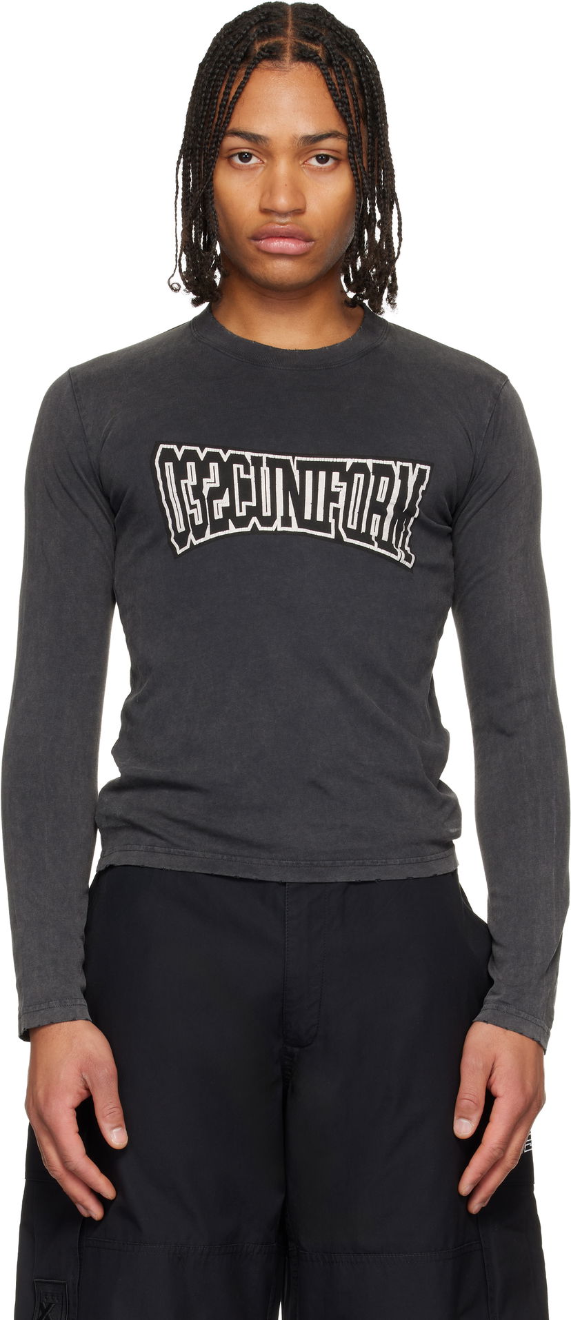 Tričko 032C One Dollar Bill Tight Longsleeve T-shirt Šedá | F25-MRC-0221-050