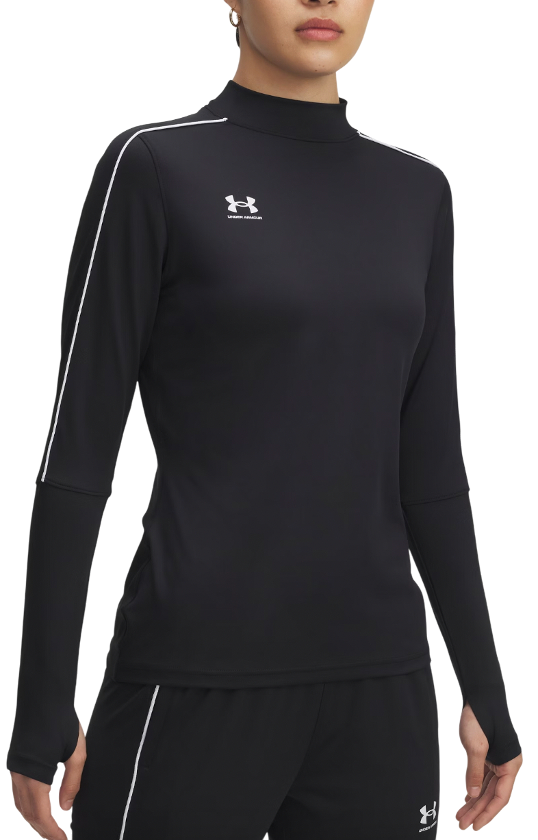 Tričko Under Armour Challenger Midlayer Mock Neck Long-Sleeve Top with Piping Detail and Thumbholes Čierna | 6004072-001