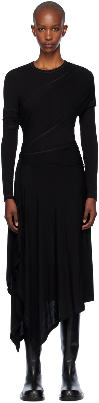 Šaty Helmut Lang Helmut Lang Asymmetric Maxi Dress Čierna | O07HW604, 0