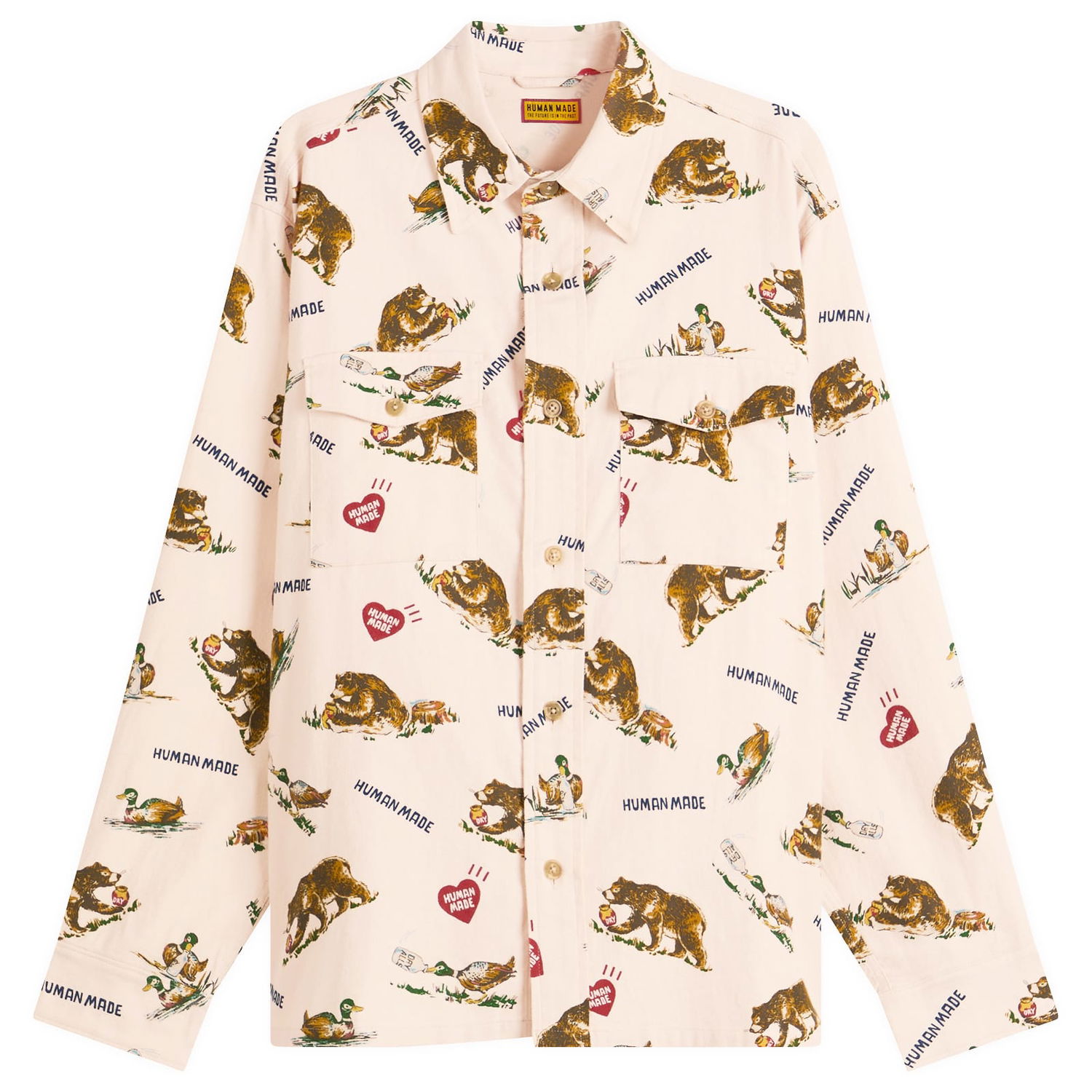 Košeľa Human Made Bear and Duck Pattern Flannel Shirt Ružová | HM30SH011-WHT, 1