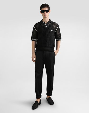 Polo tričko Dolce & Gabbana Dolce & Gabbana Crochet Effect Polo Shirt Čierna | GXZ94ZJBCHEN0004, 1