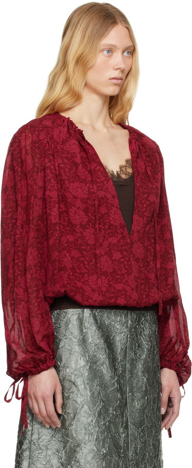 Košeľa Dries Van Noten Dries Van Noten Floral Print Tie Neck Blouse Červená | 251-010711-1011, 1