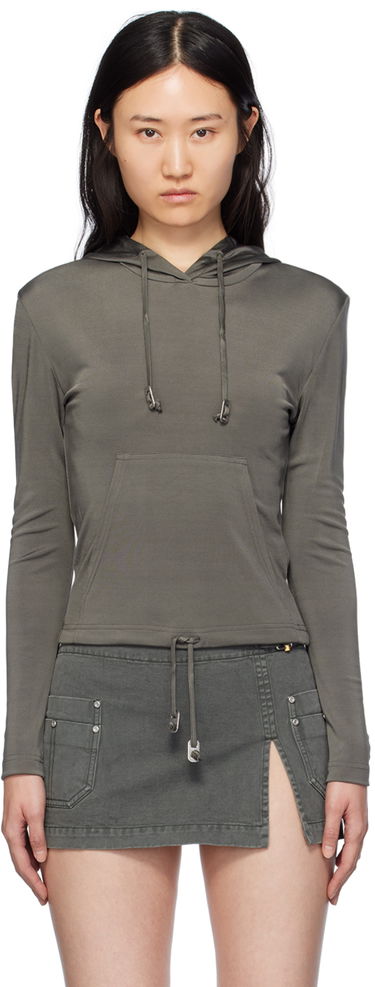 Mikina Dion Lee Lustrous Shrunken Hoodie Šedá | C3164PS24, 0
