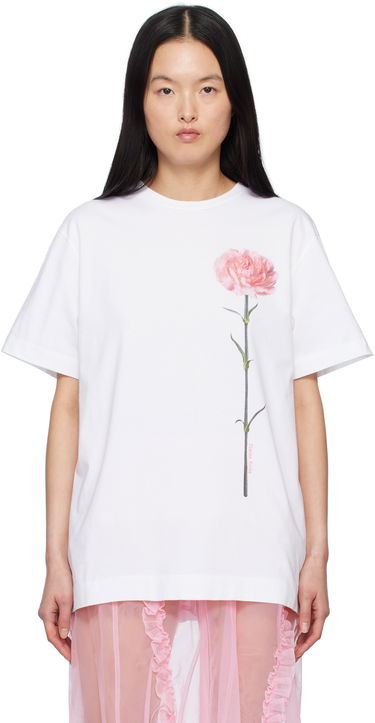 Tričko Simone Rocha Simone Rocha Carnation Print T-Shirt Biela | 5195P32A-W 0569, 0