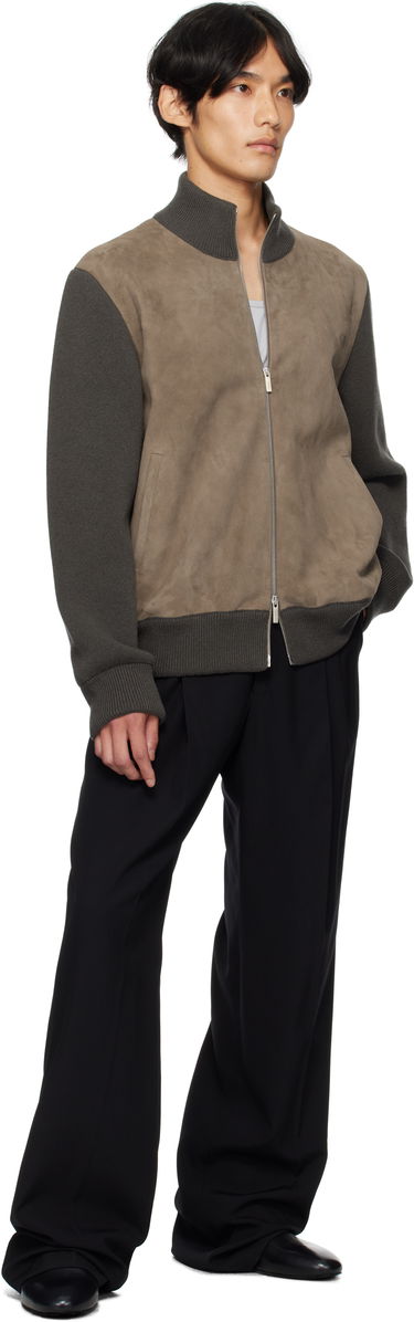 Bunda FERRAGAMO Ferragamo Suede and Knit Panel Jacket Šedá | 785964, 3