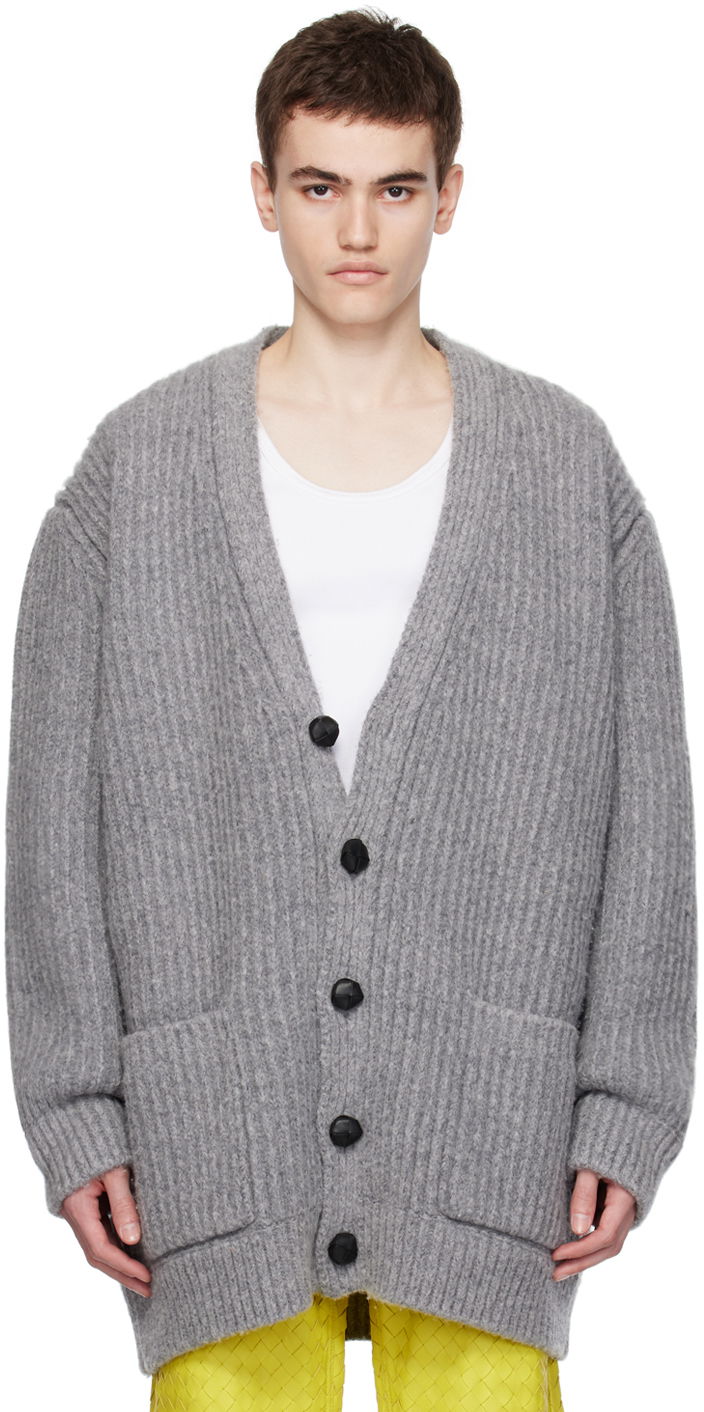 Sveter Bottega Veneta Elbow Patch Cardigan Šedá | 751963 V33L0, 0