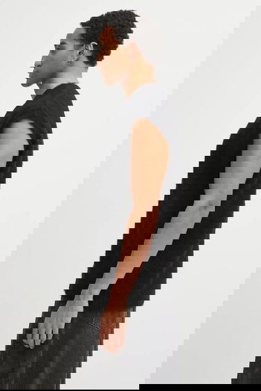 Vesta Needles Needles V-Neck Wool Blend Fuzzy Knit Vest Čierna | RW359, 1