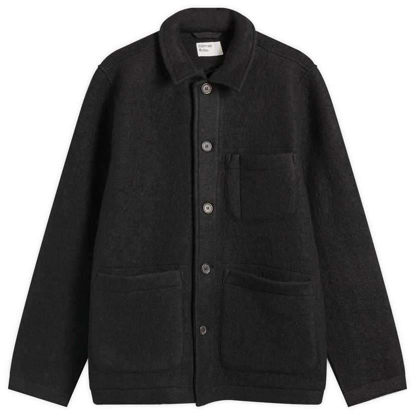 Bunda Universal Works Wool Fleece Field Jacket, Size Small Čierna | 00017-BLK