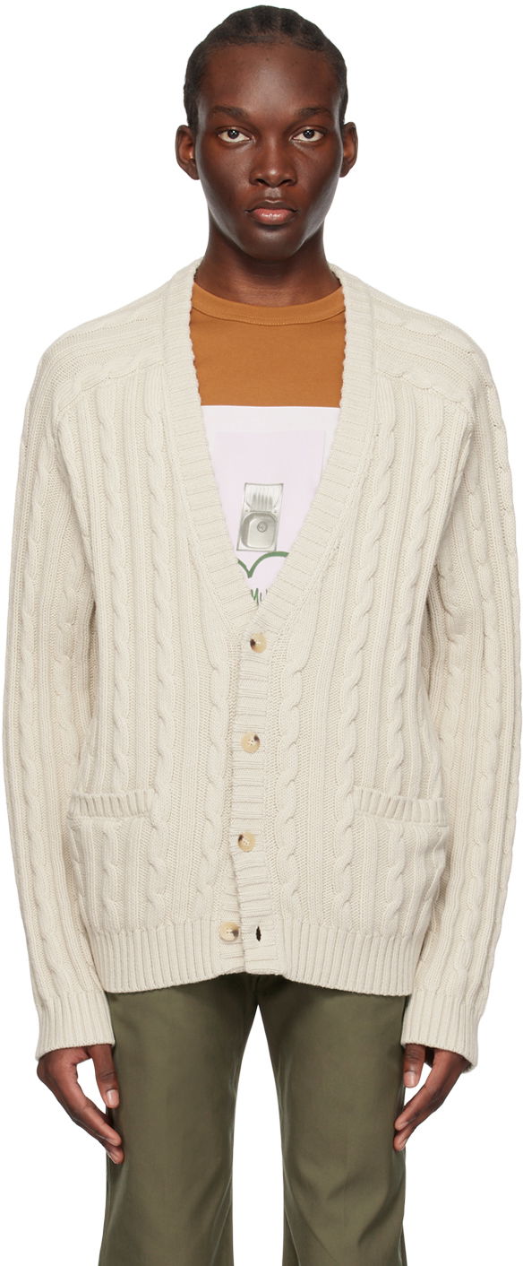 Sveter Helmut Lang Helmut Lang Cable Knit Cardigan Béžová | N04HM704, 0