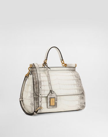 Kabelka Dolce & Gabbana Dolce & Gabbana Sicily Large Crocodile Leather Handbag Biela | BB6002B2EM180001, 1