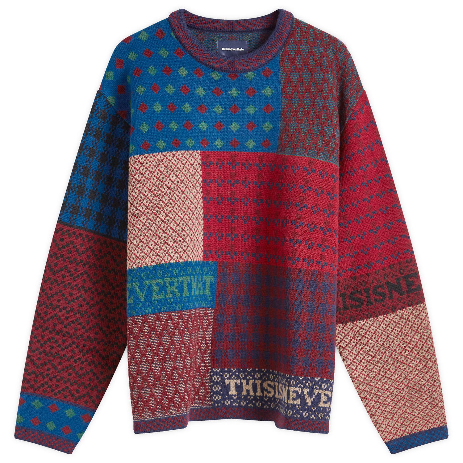 Sveter thisisneverthat Patchwork Crew Knit Rôznofarebný | TN243KKNPK06-MUL, 0