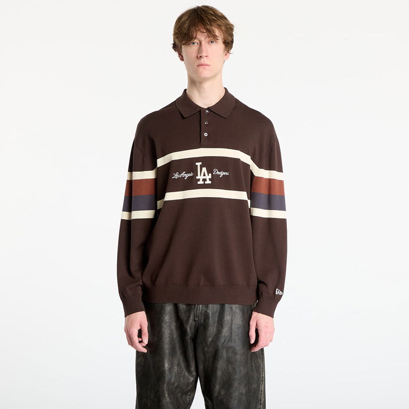 Košeľa New Era MLB LA Dodgers Striped Knit Rugby Shirt Hnedá | 60758747