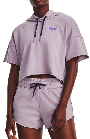 Mikina Under Armour Project Rock SS Terry Cropped Hoodie Fialová | 1376296-554, 0