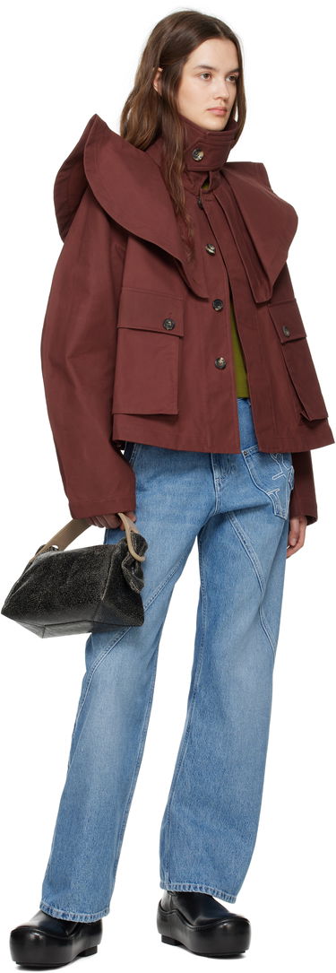 Bunda JW Anderson JW Anderson Oversized Collar Trench Jacket Hnedá | JK0366-PG1683, 3