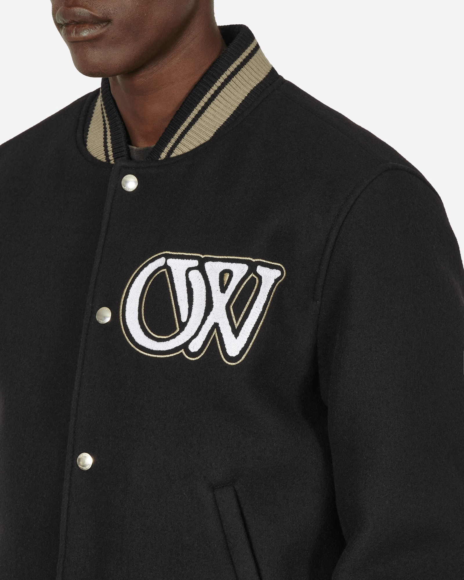 Cryst Moon Phase Varsity Jacket Black