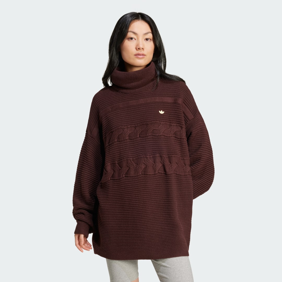 Sveter adidas Performance Oversized Knit Turtleneck Sweater Hnedá | IX0966, 0