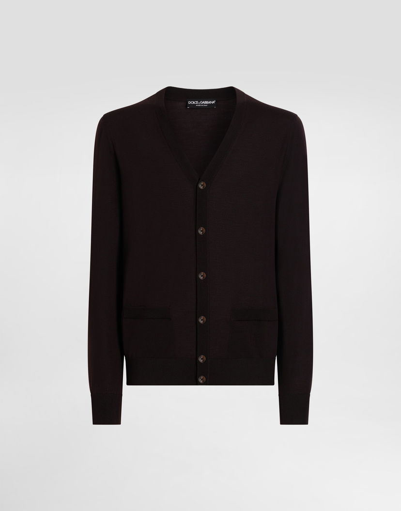 Sveter Dolce & Gabbana Dolce & Gabbana V-Neck Wool Cardigan Vínová | GXV01TJDVBVM0682