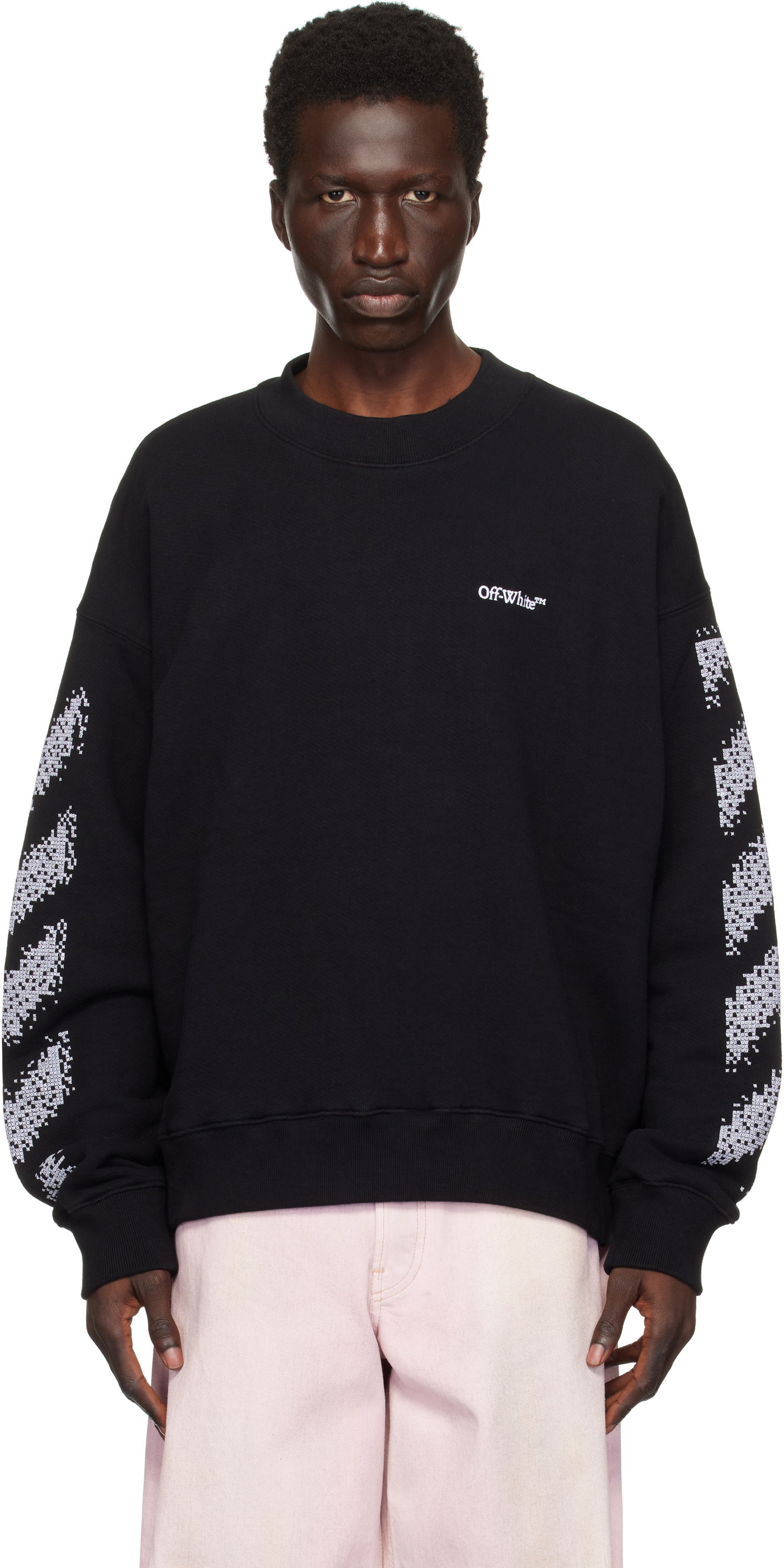 Mikina Off-White Pixel Diag Sweatshirt Čierna | OMBA054F24FLE0031001, 0