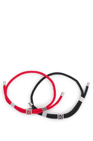Náramok BOSS Two-pack of cord cuffs with logo plaques Rôznofarebný | 50552605, 1