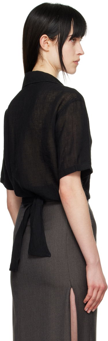 Polo tričko OUR LEGACY Our Legacy Nannas Linen Polo Shirt Čierna | W2252NB, 2
