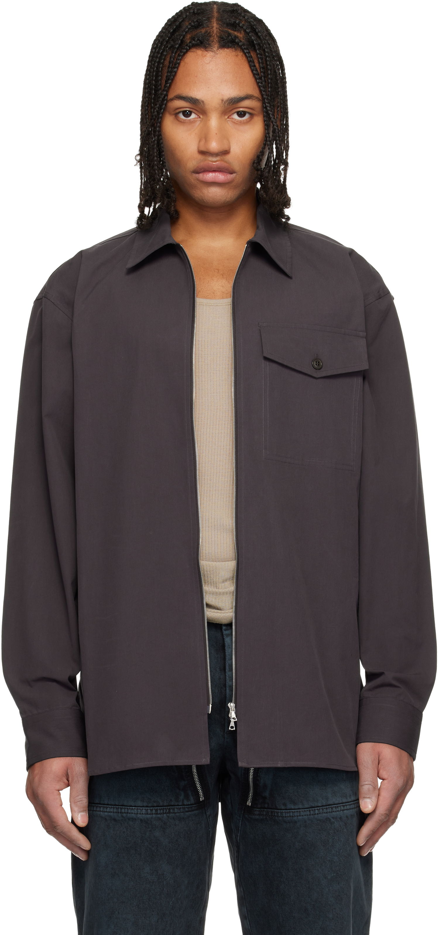 Košeľa Dries Van Noten Dries Van Noten Cotton Zipped Shirt Šedá | 252-020773-2218, 0