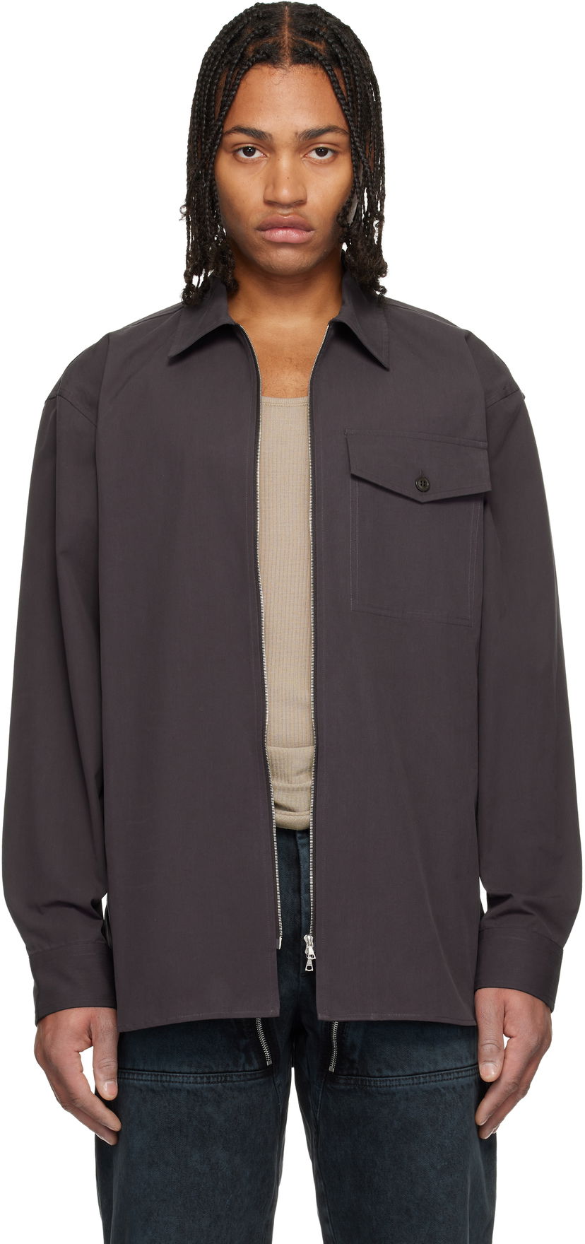 Košeľa Dries Van Noten Dries Van Noten Cotton Zipped Shirt Šedá | 252-020773-2218