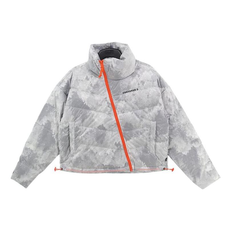 Prešívaná bunda Converse Cloud Print Cropped Puffer Jacket Šedá | 10021988-A01