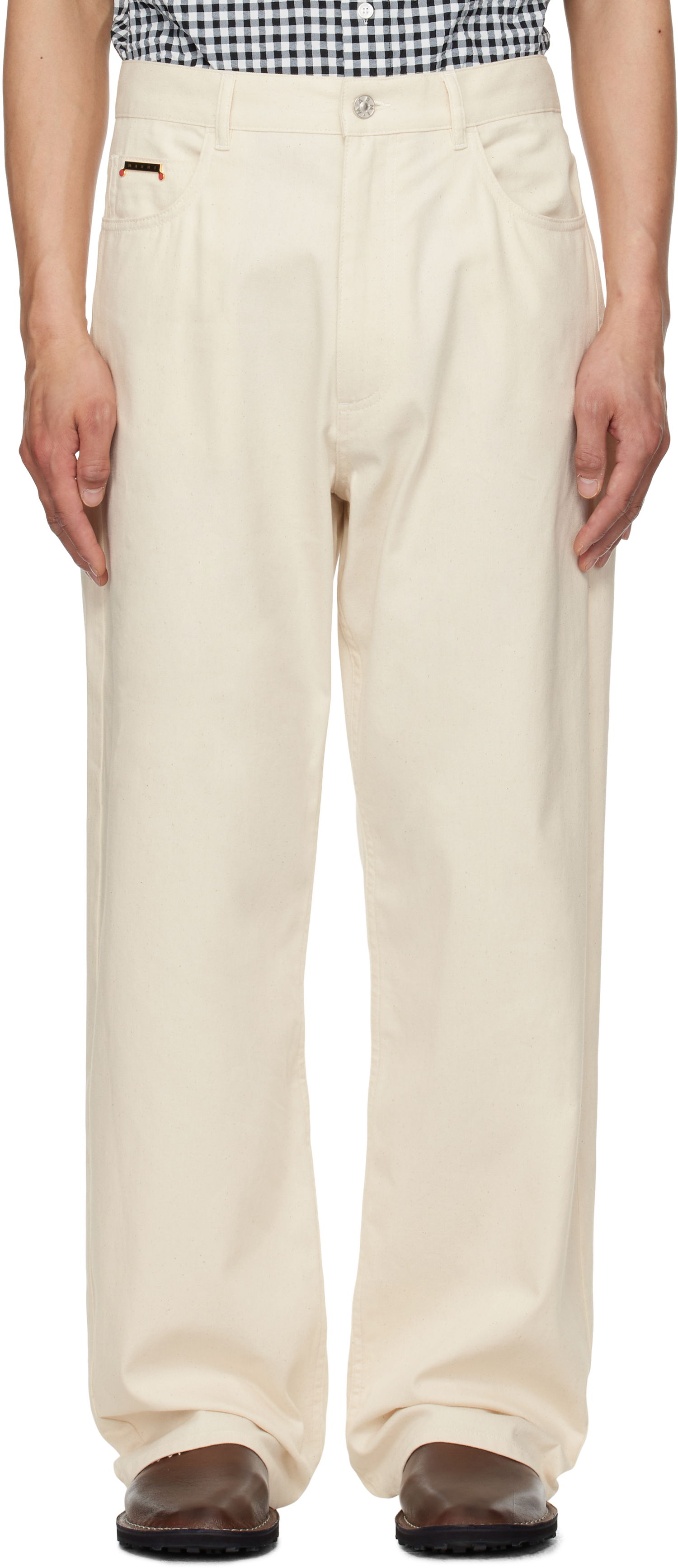 Nohavice Marni Marni Wide-Leg Denim Jeans Béžová | PUJU0021A0 UTC476, 0