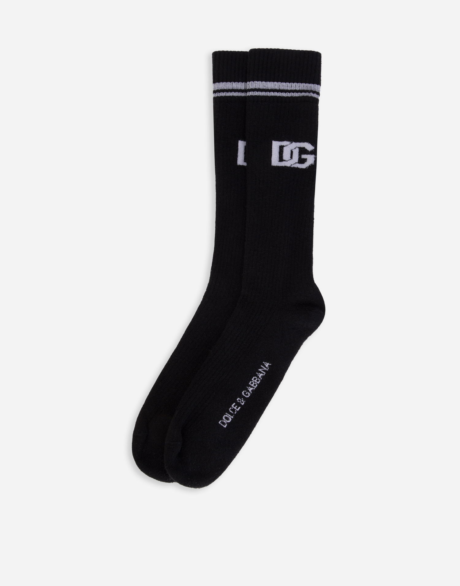 Ponožky Dolce & Gabbana Stretch Cotton Socks With Jacquard Dg Logo XL Čierna | GXI30TJACLTS9001, 1