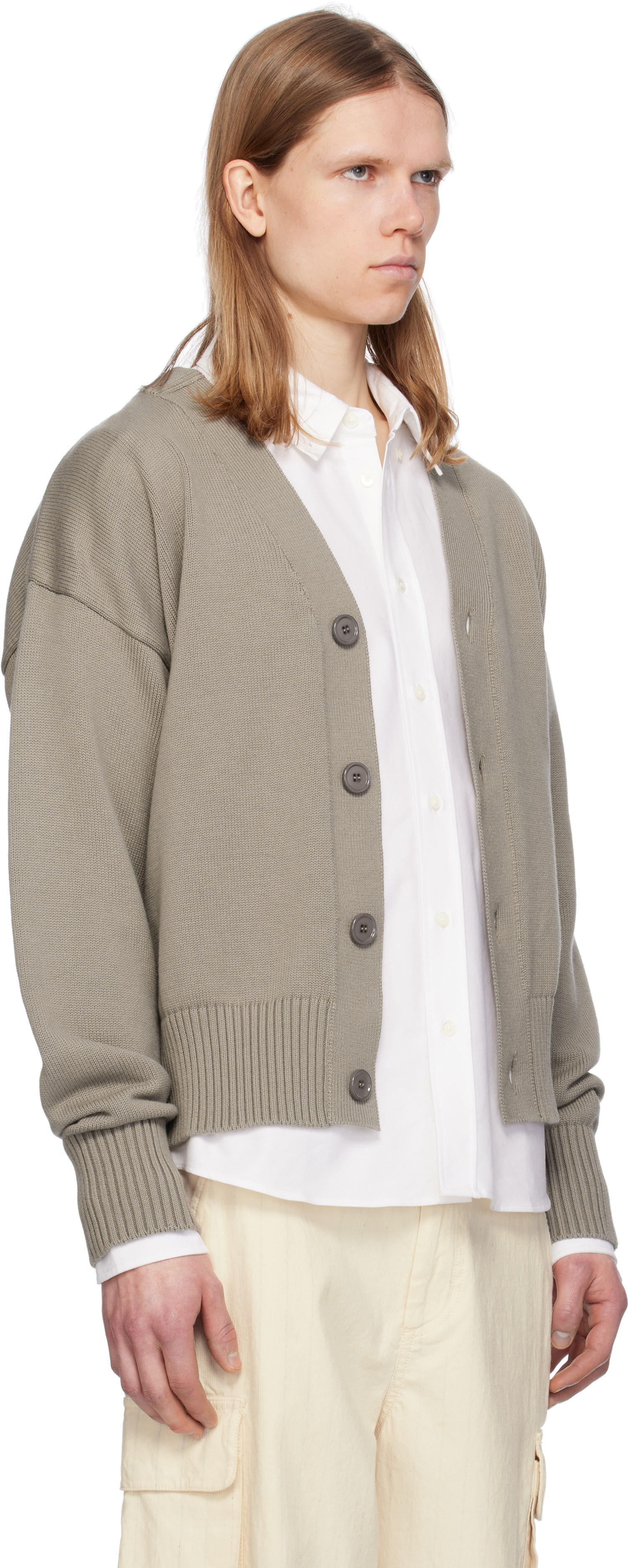 Sveter AMI AMI Paris Cotton Wool Embroidered Cardigan Zelené | HKC163.KN0063, 1