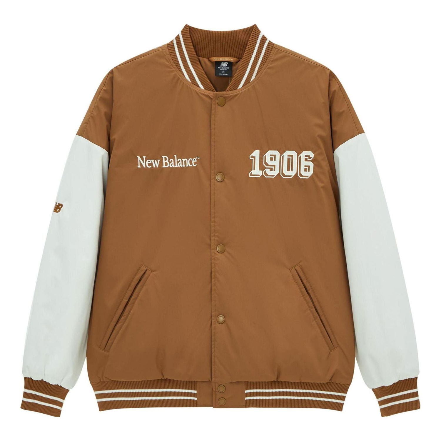 Bomber bunda New Balance Baseball Varsity Jacket Hnedá | AMJ34309-WOI, 0