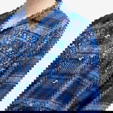 Košeľa BEAMS Beams Plus Open Collar Print Shirt, Size Medium Modrá | 3811-0895-139-78, 5