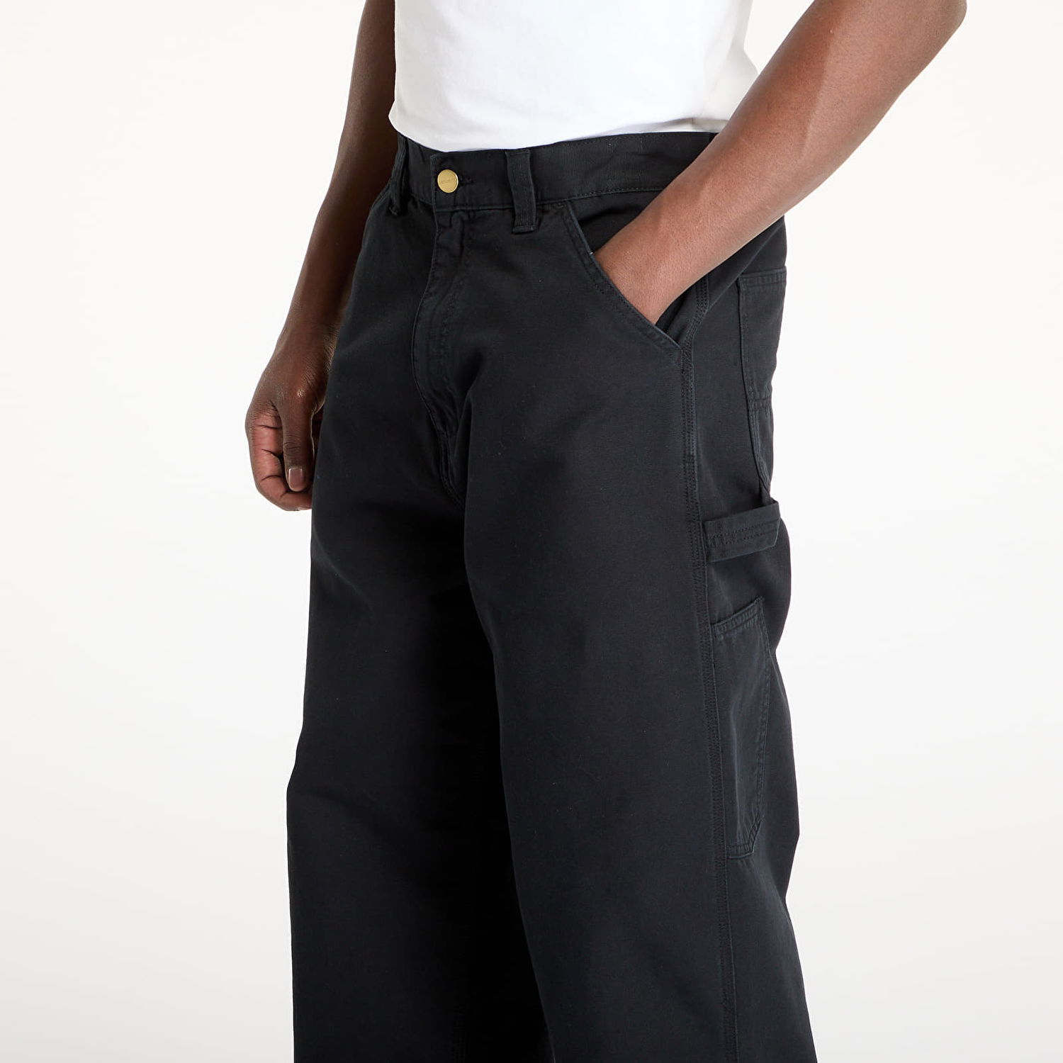 Nohavice Carhartt WIP OG Single Knee Pant Stone Washed Čierna | I033754.8906, 1