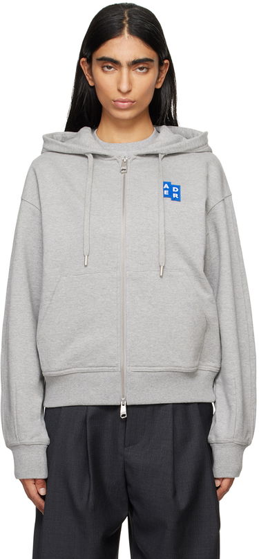 Mikina ADER ERROR Logo-Appliquéd Cotton-Jersey Zip-Up Hoodie Šedá | BM42FYHD0401GR, 0
