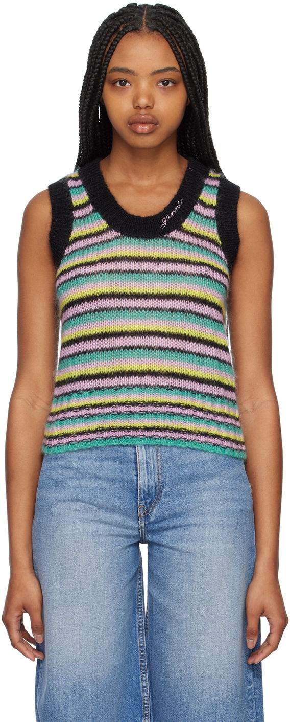 Tielko GANNI GANNI Striped Knit Tank Top Rôznofarebný | K1863