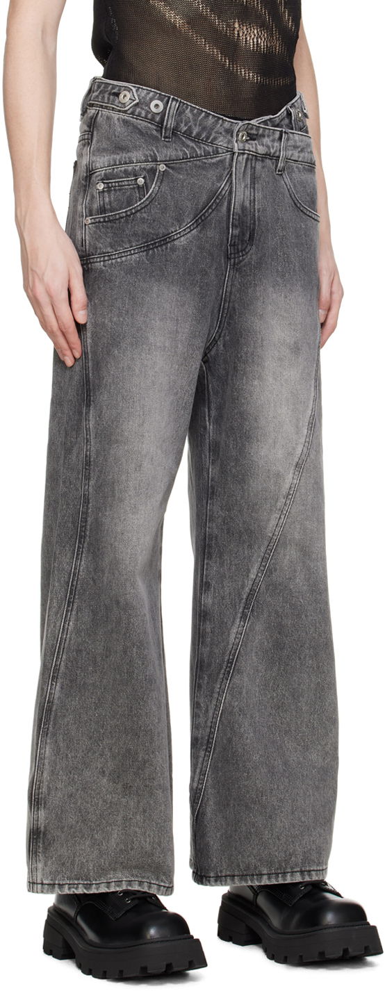 Džínsy Feng Chen Wang Feng Chen Wang Paneled Jeans Šedá | FUS17TR02, 1
