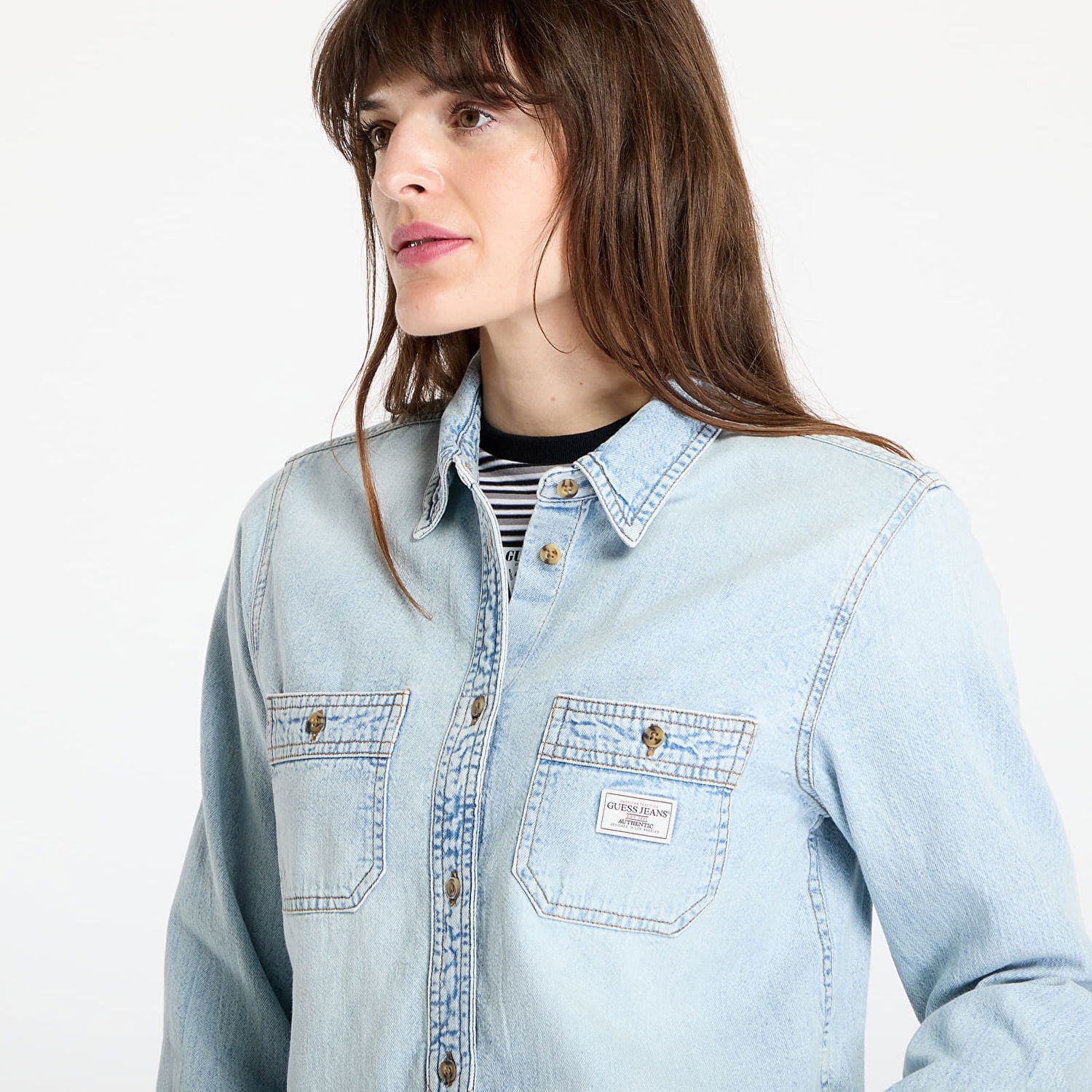 Košeľa GUESS GUESS Originals Denim Shirt Modrá | W5RH37D5M83-GJRV, 1