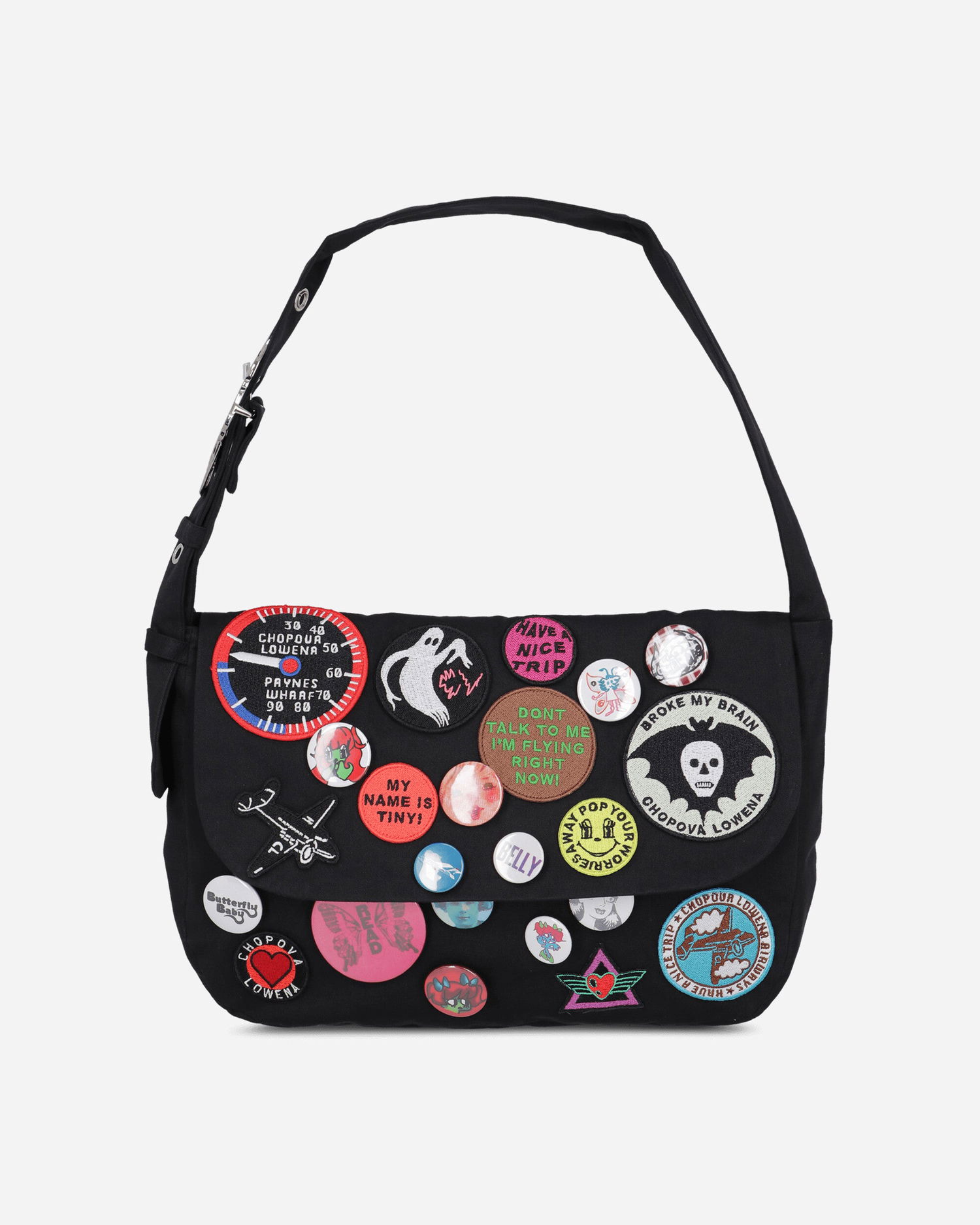 Taška cez rameno Chopova Lowena Patches Decorated Shoulder Bag Čierna | 6455 BLCK, 1