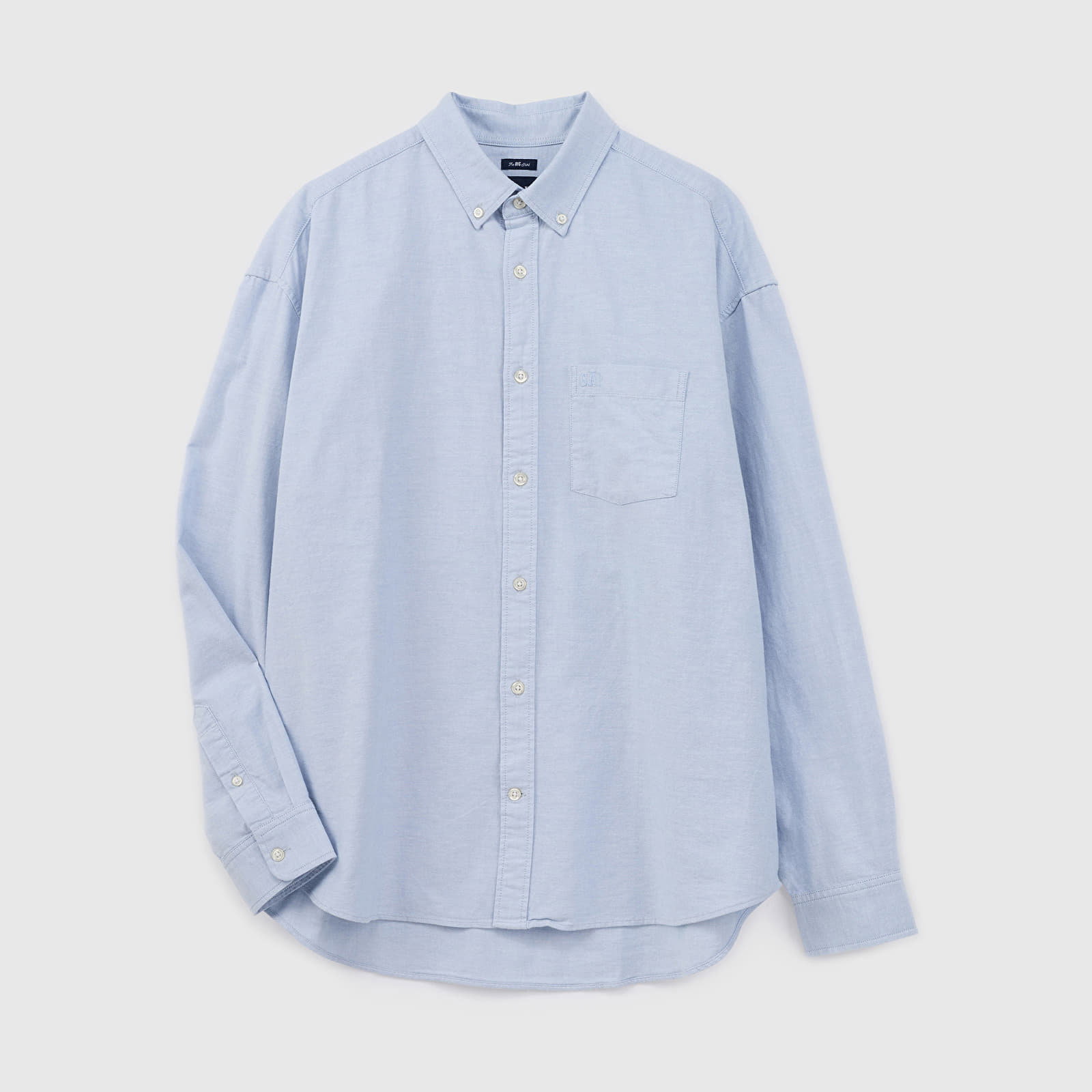 Longsleeve Standard-Fit Oxford Logo Shirt Light Blue