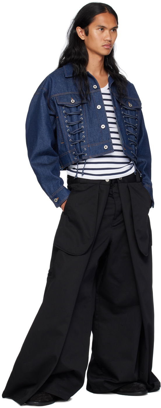 Jean Paul Gaultier Lace-Up Cropped Denim Jacket