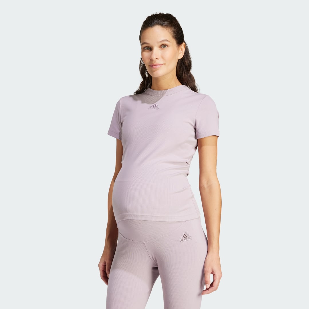 Tričko adidas Performance Sportswear Ribbed Fitted (Maternity) Vínová | IR8797, 0