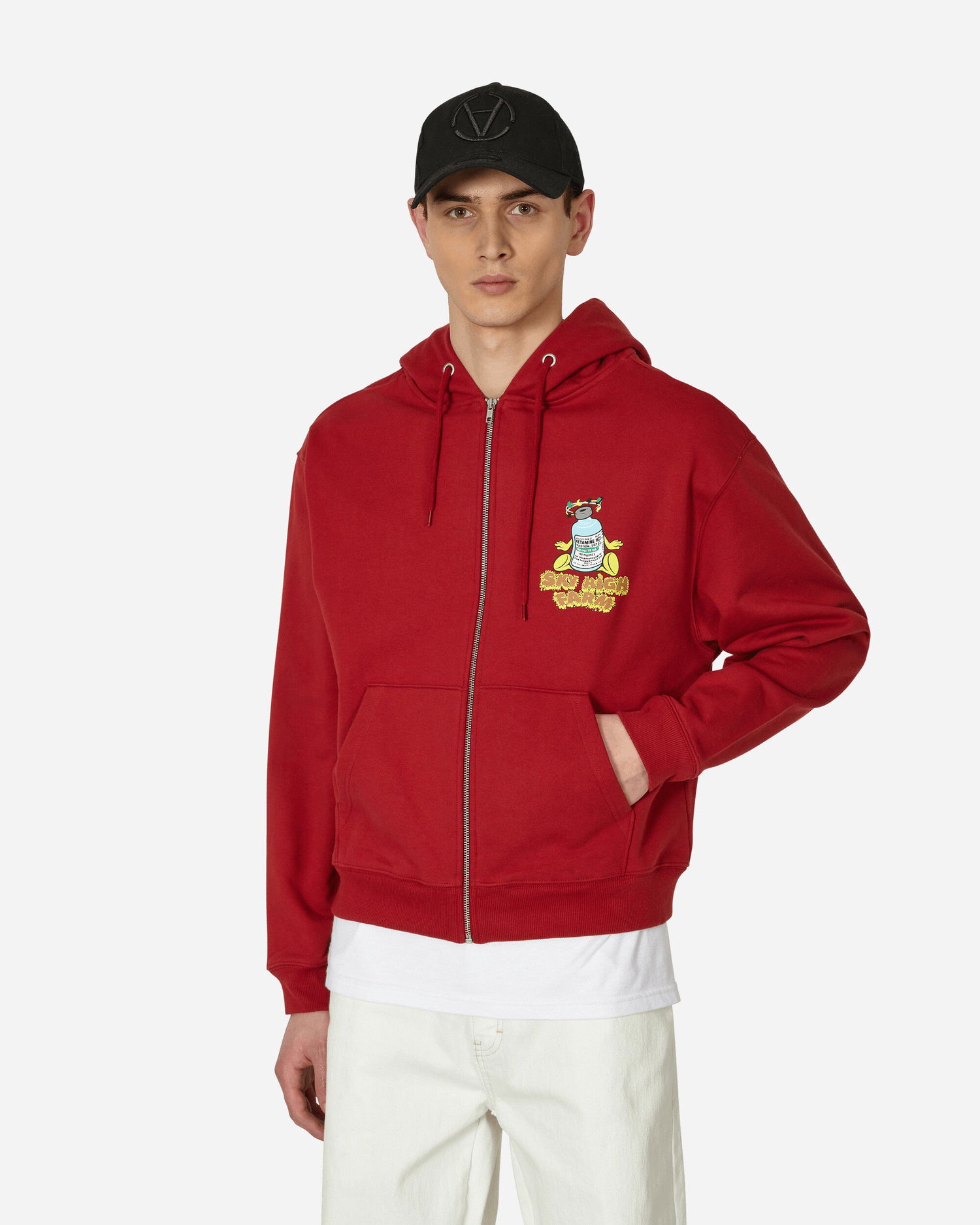 Mikina Sky High Farm Flatbush Printed Zipped Hooded Sweatshirt Červená | SHF03T022 1, 0