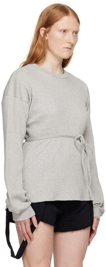 Sveter Baserange Ribbed Long Sleeve Wrap T-Shirt Šedá | FSHL-RIB-000, 1