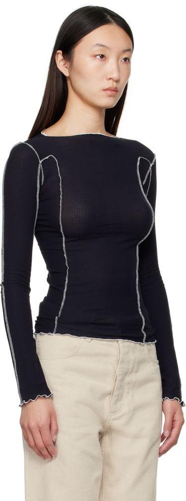Tričko Baserange Baserange Omato Long Sleeve T-Shirt Čierna | TTOML-CR-AU25, 1